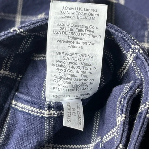 Madewell Plaid Navy High Rise Wide Leg Crop Pants - Picture 6 of 14